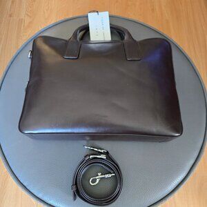 Tiger of Sweden Glossy Smooth Leather Valise Briefcase